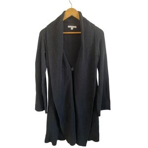 Cabi Womens Black‎ Shawl Collar Longline Cardigan Sweater Single Button Small